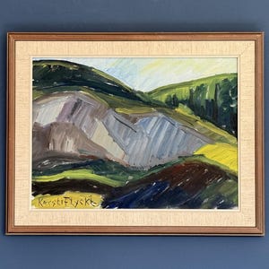 Expressive Mid-century modernist original oil painting &#39;Sunny Hills&#39;