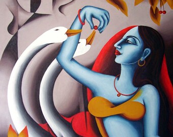 Arte murale, pittura figurativa contemporanea, acrilico su tela, 24"x30"