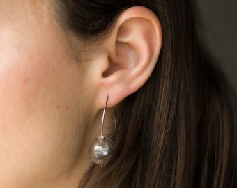 Blown glass earrings Almonds Neon
