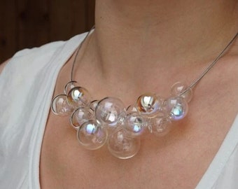 Blown glass bubble statement necklace Neon Bubble Foam