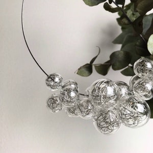 Blown glass bubble statement necklace foam Various Colours Silver