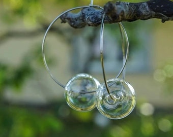 Blown Glass Hoop Earrings CRYSTAL RINGS