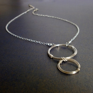 Silver Open Circles Necklace Infinity Circles Pendant Silver Double Circle Necklace Karma Jewelry Wire Jewelry