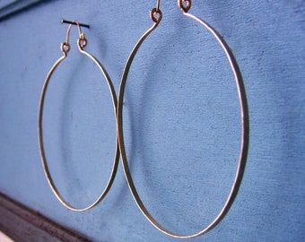 Big Gold Hinged Hoop Earrings 3", Large Hammered Hoops, Hoops with Wires, Horseshoe Hoops, Gold Statement Earrings, Handmade Wire Jewelry