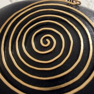 Large Gold Spiral Pendant for Necklace Labyrinth Pendant Big Gold Circle Pendant Hammered Wire Jewelry Meditation Jewelry Swirl Pendant