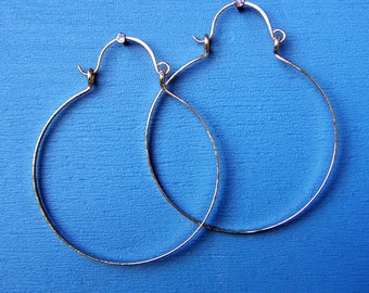 Gold Hoops 2"- Hammered Hinged Hoop Earrings - 14k Gold Fill Hoops - Round Hoops with Wires - Modern Hoops - Wire Jewelry - Bellanti Jewelry