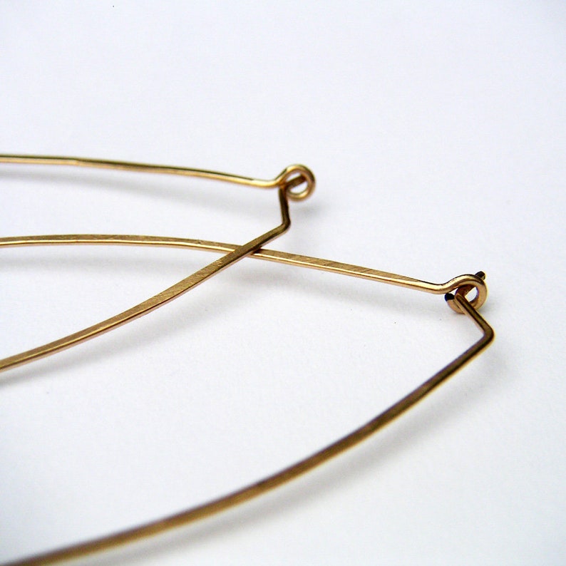 Gold Triangle Hoops 14k Gold Fill Triangle Earrings Geometric Hoops Hammered Gold Hoops Wire Jewelry Tribal Jewelry image 6