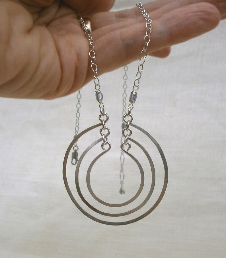 Gold Open Circles Pendant 3 Circles Necklace Layered Rings Pendant