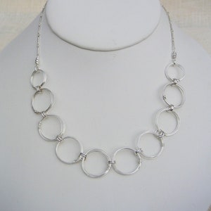 Elegant Silver Open Circles Necklace Silver Rings Necklace Silver Chain Necklace Wire Jewelry Necklace Bracelet Set image 3