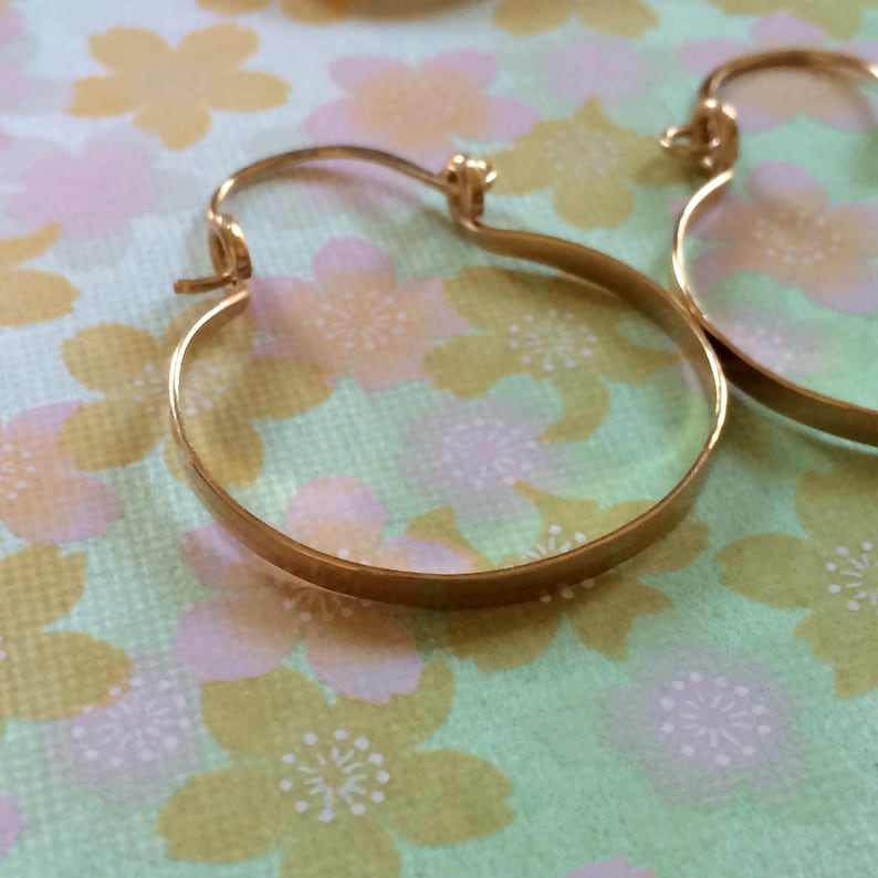 Small Gold Hammered Hinged Hoops 1 Gold Hoops Artisan Gold Hoop Earrings Horseshoe Hoops Wire Jewelry image 4