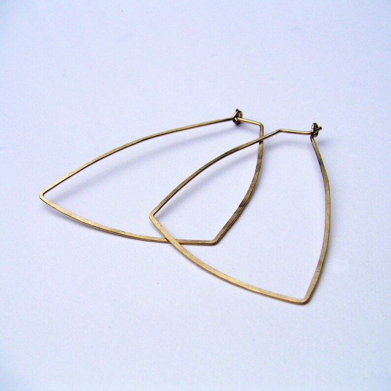 Sterling Silver Triangle Hoops Triangle Earrings Geometric Etsy