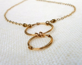 Gold RIngs Pendant Gold Open Circles Necklace Infinity Necklace Eternity Jewelry Wire Jewelry