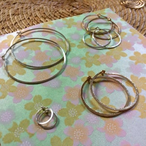 Small Sterling Silver Hammered Hoops Sleeper Hoop Earrings Silver Huggie Hoops Geometric Circle Earrings Silver Round Earrings Wire Jewlery
