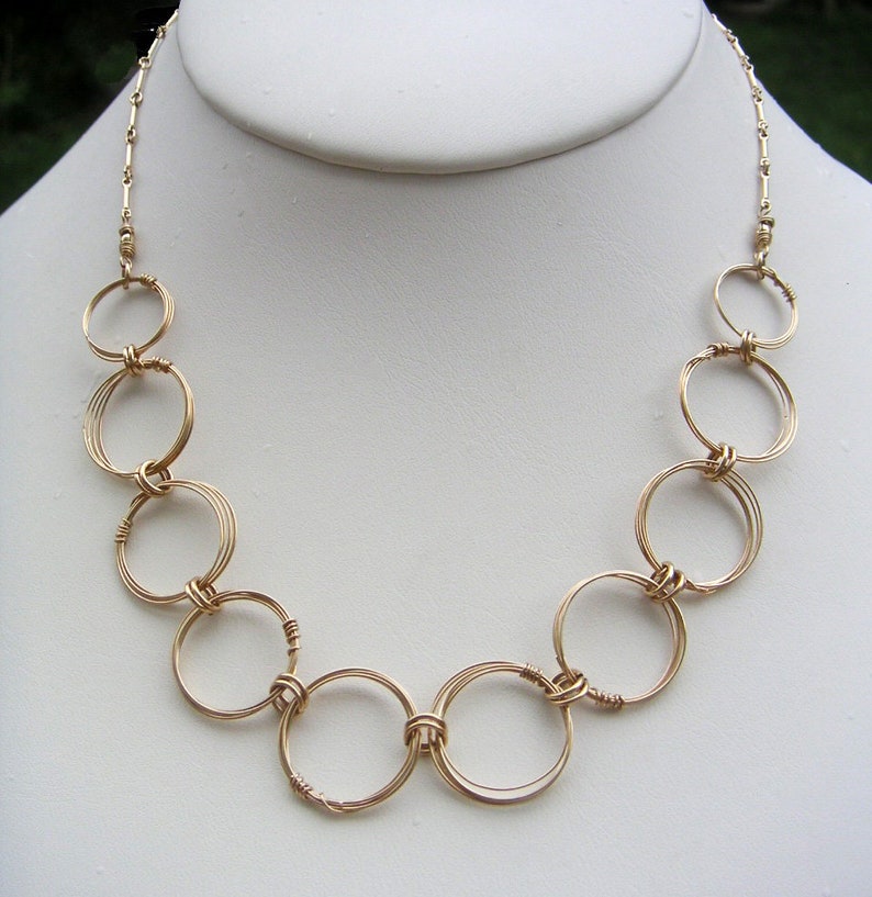 Elegant Silver Open Circles Necklace Silver Rings Necklace Silver Chain Necklace Wire Jewelry Necklace Bracelet Set image 7