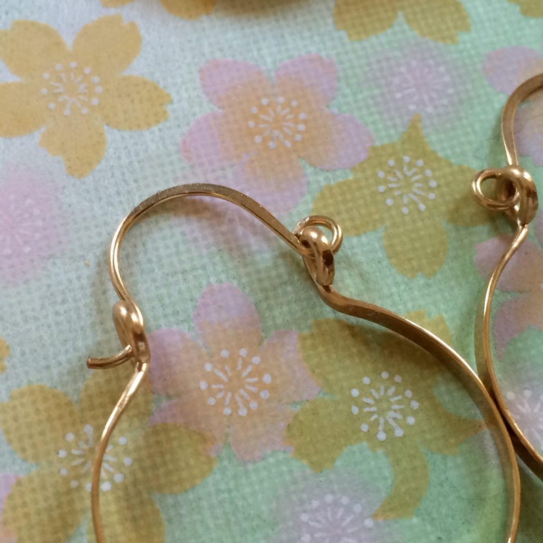 Small Gold Hammered Hinged Hoops 1 Gold Hoops Artisan Gold Hoop Earrings Horseshoe Hoops Wire Jewelry image 2