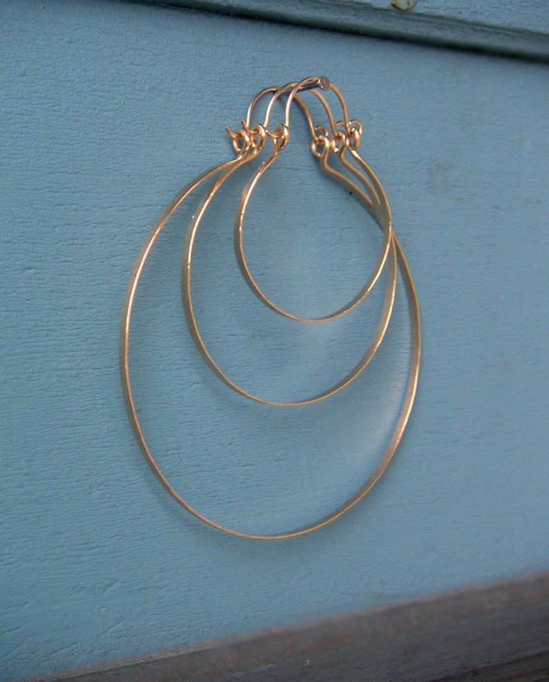 Rose Gold Hammered Hinged Hoop Earrings 1 Small Rose Gold Hoops Wire Jewelry Horseshoe Hoops image 9