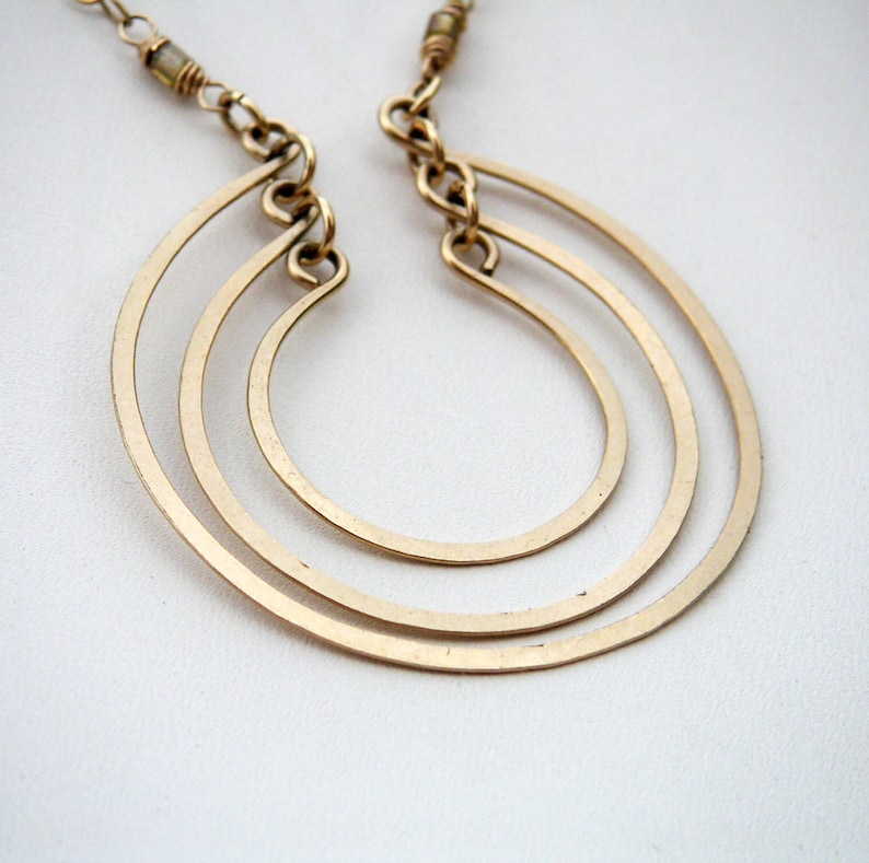 Gold Open Circles Pendant 3 Circles Necklace Layered Rings Pendant