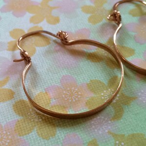 Rose Gold Hammered Hinged Hoop Earrings 1 Small Rose Gold Hoops Wire Jewelry Horseshoe Hoops image 4