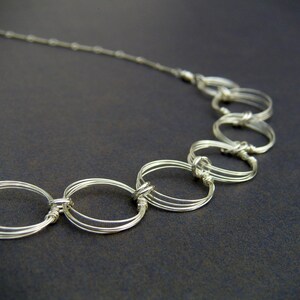 Elegant Silver Open Circles Necklace Silver Rings Necklace Silver Chain Necklace Wire Jewelry Necklace Bracelet Set image 4