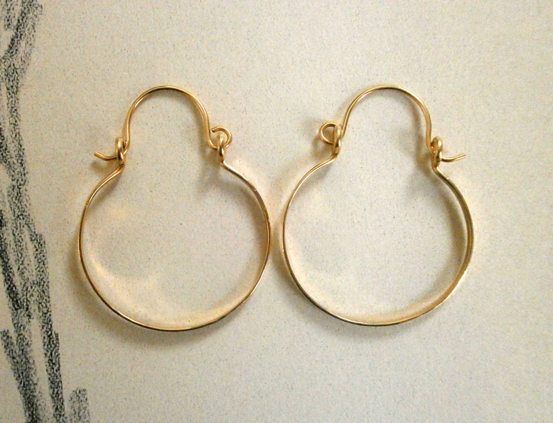 1 Gold Hoops Small Gold Hinged Hoop Earrings Delicate 14k Gold Filled