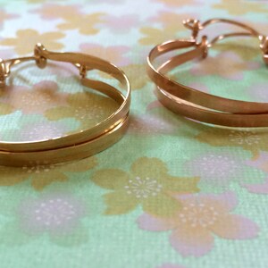 Rose Gold Hammered Hinged Hoop Earrings 1 Small Rose Gold Hoops Wire Jewelry Horseshoe Hoops image 7