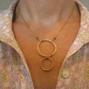 Gold Rings Infinity Pendant Open Circles Pendant Gold Double Circle Necklace Karma Necklace Infinity Jewelry
