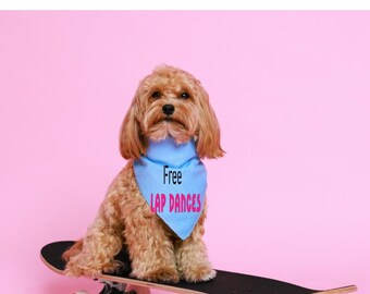 Free Lap Dances Dog Bandana | Funny Dog Bandana | Cheeky Pet Bandana | Dog Mom Humor | Cute Puppy Bandana