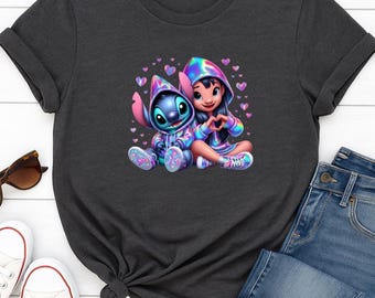 Lilo & Stitch Valentine Shirt – Rainbow Hoodie Design