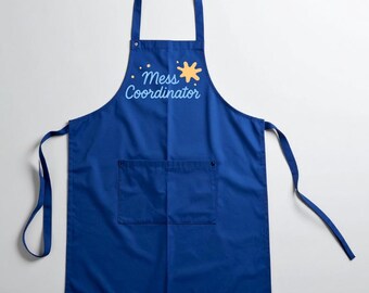 Mess Coordinator Apron | Kids/Adult Apron | Funny Baking Apron | Kitchen Helper Apron | Parent & Kid Cooking Apron