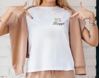 Custom Teacher Name Shirt – Minimal Pocket Design Personalized Tee