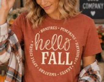 Hello Fall Shirt | Autumn Bonfire Unisex Tee