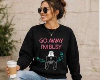 Sudadera "Vete, estoy ocupado" - Cuello redondo para amantes de los libros