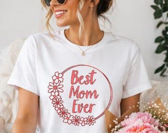 Camiseta "La mejor mamá del mundo" – Camiseta de regalo para el Día de la Madre con diseño floral circular