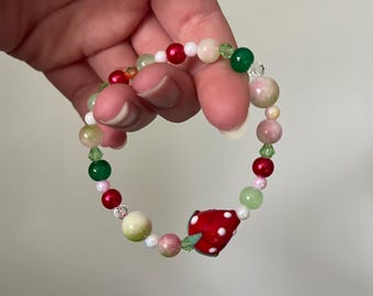 Beaded Strawberry Matcha Bracelet