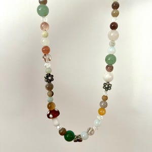 Beaded Mushroom Green and Brown Choker Necklace