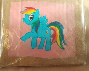 My little Pony Ölstudie auf Karton Rainbow Dash