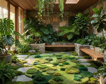 3D Moss Forest Rug | Hand-Tufted Textured Green Carpet | Nature Inspired Organic Rug.
