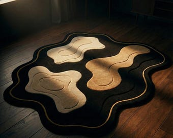 Hand Tufted Wool Rug | Abstract Organic Shape, Modern Designer Carpet