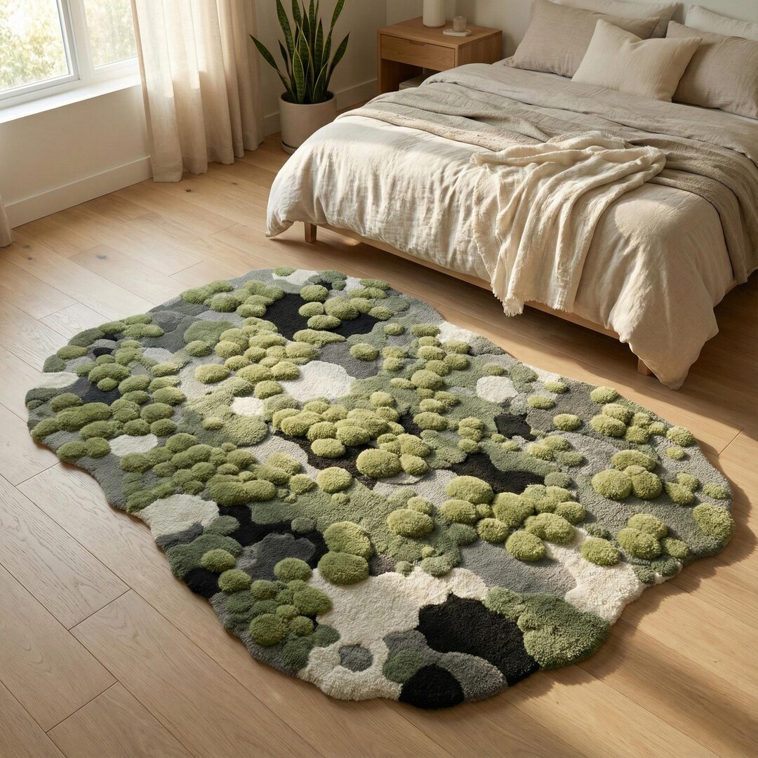 Hand Tufted Wool Moss Rug | 3D Sculptural Biophilic Carpet - Etsy