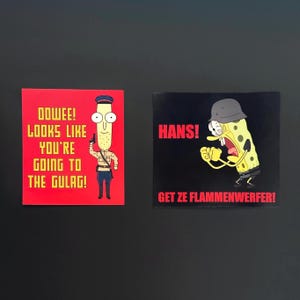Military Meme Quote Stickers; Funny WWII Cartoon Decals