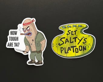 Benvenuti al plotone di Salty, quanto siete tosti? Meme militare dei Marines, adesivo parodia