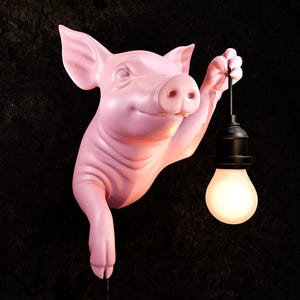 Pig Wall Lamp – Modern pig Sconce Light, 3D Printed Pet Lover Decor, Hanging Edison Bulb Wall Light, Unique pig Lover Gift