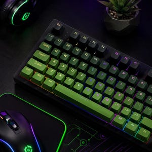 PBT Keycaps Set, Matcha Green 133-Key Cherry Profile Caps for MX Switches