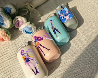 Dämonenjäger Edelstahlbecher,Kpop Dämonenjäger,Rumi,Mira,Zoey,Derpy,Sussy,Kaffee-Geburtstagstasse,Reisebecher,Geschenk für Jägerinnen