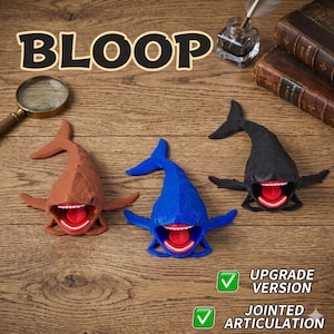 Ledad havsmonster, fidgetleksak, 3D-printad djuphavsvarelse, poserbar avgrundsrovdjur, skrivbordsdekor, unik present till havsälskare, 15 cm