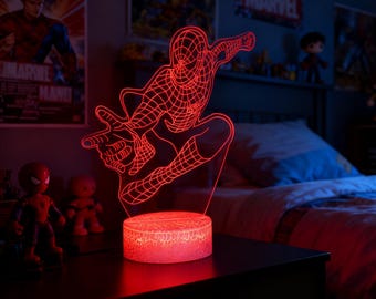Veilleuse Spider-Man en résine, lampe de chevet/de bureau, décoration pour chambre d'enfant, cadeau personnalisé pour les fans de Spider-Man, cadeau d'anniversaire