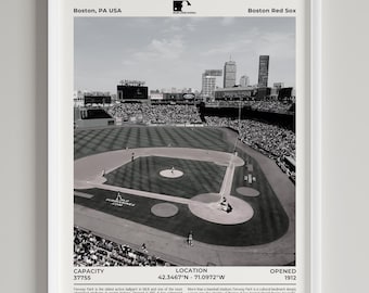 Fenway Park Stadium Poster: Boston Red Sox Wall Art,  MLB Baseball Print & Digital Download