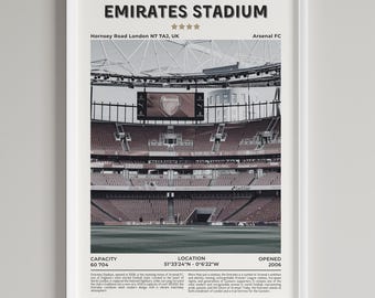 Emirates Stadium Poster Wall Art: Premier League Arsenal Soccer Digital Download & Print Sports Gift