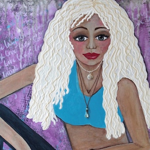 CHICA BOHO, Impresión ACEO, Mini impresión artística, Arte coleccionable, Tarjeta coleccionable, Arte de técnica mixta, Arte gitano bohemio, Espíritu libre, Chica californiana