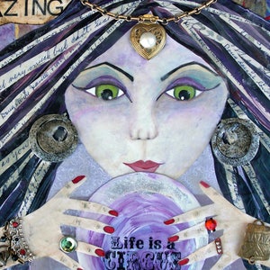 THE AMAZING, ACEO-print, minikunstprint, verzamelkunst, ruilkaart, Mixed Media Art Print, waarzegster, zigeunerkunst, circuskunst, hekserij